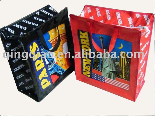 Λονδίνο Παρίσι Design Pp Woven Shopping Bag Building Design Woven Polypropylene Bags with Handles (Πολυπροπυλενικές τσάντες με χερούλια)